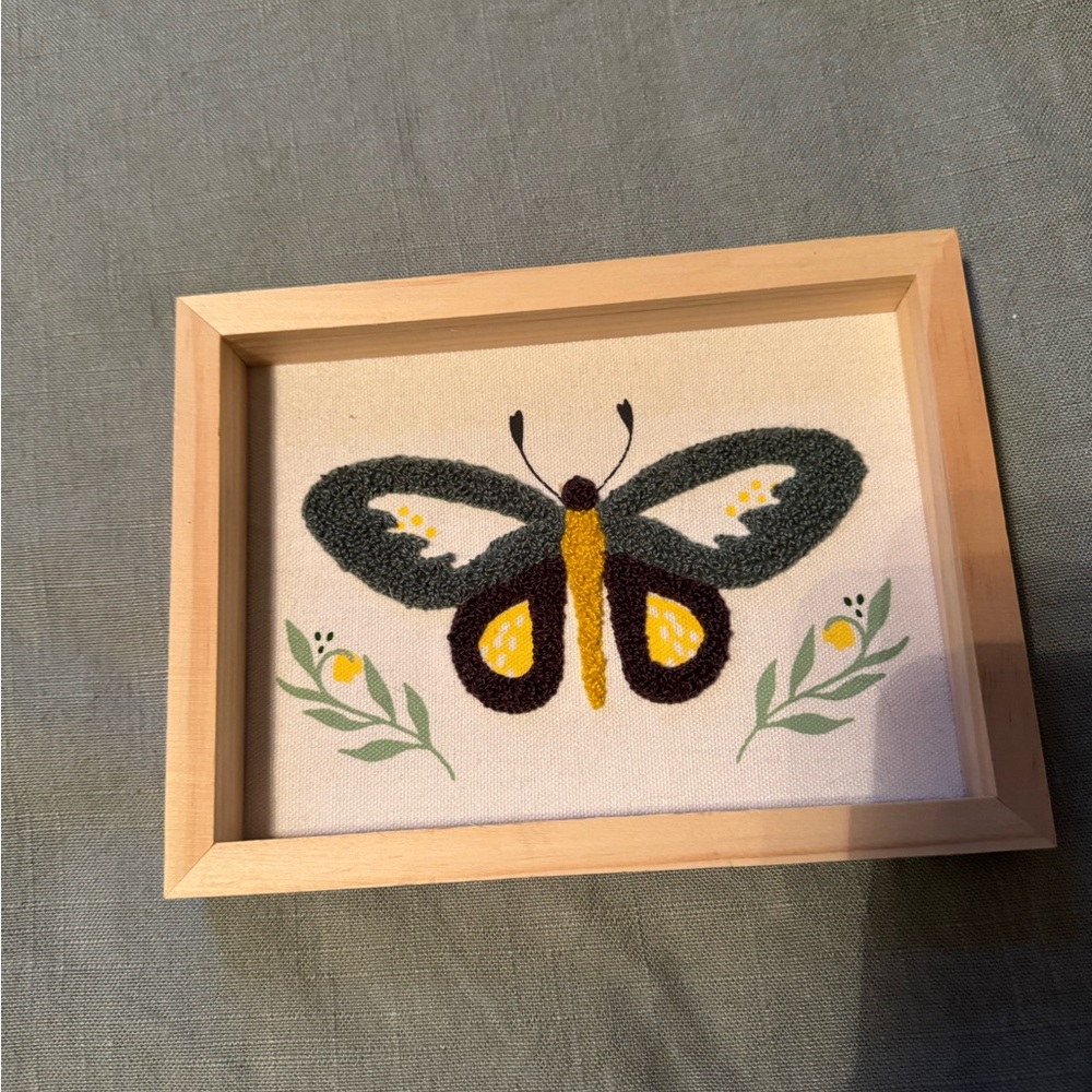Framed Butterfly Embroidery Art - Picture 2 of 3